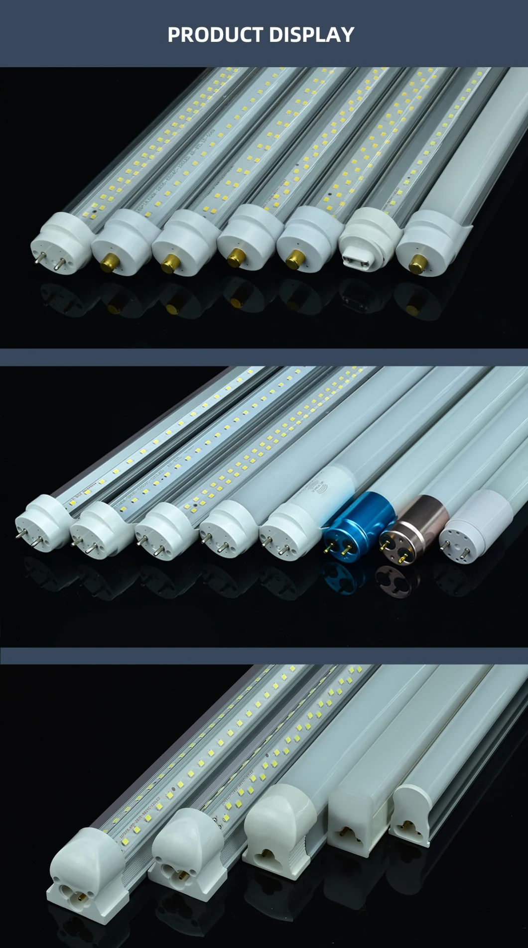 Super Bright OEM&ODM Indoor Lighting V Shaped Aluminum Shop Lights 4FT 8FT Integrated T8 LED Tube